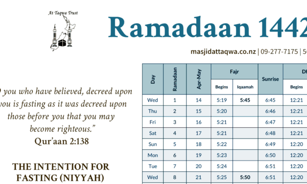 Ramadaan 1442/2021 Timetable and Advice